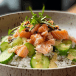 crispy rice salmon cucumber salad