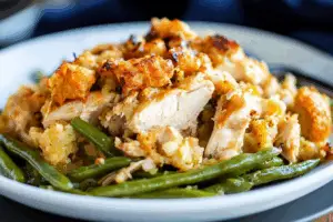 Crock Pot Chicken and Stuffing with Green Beans