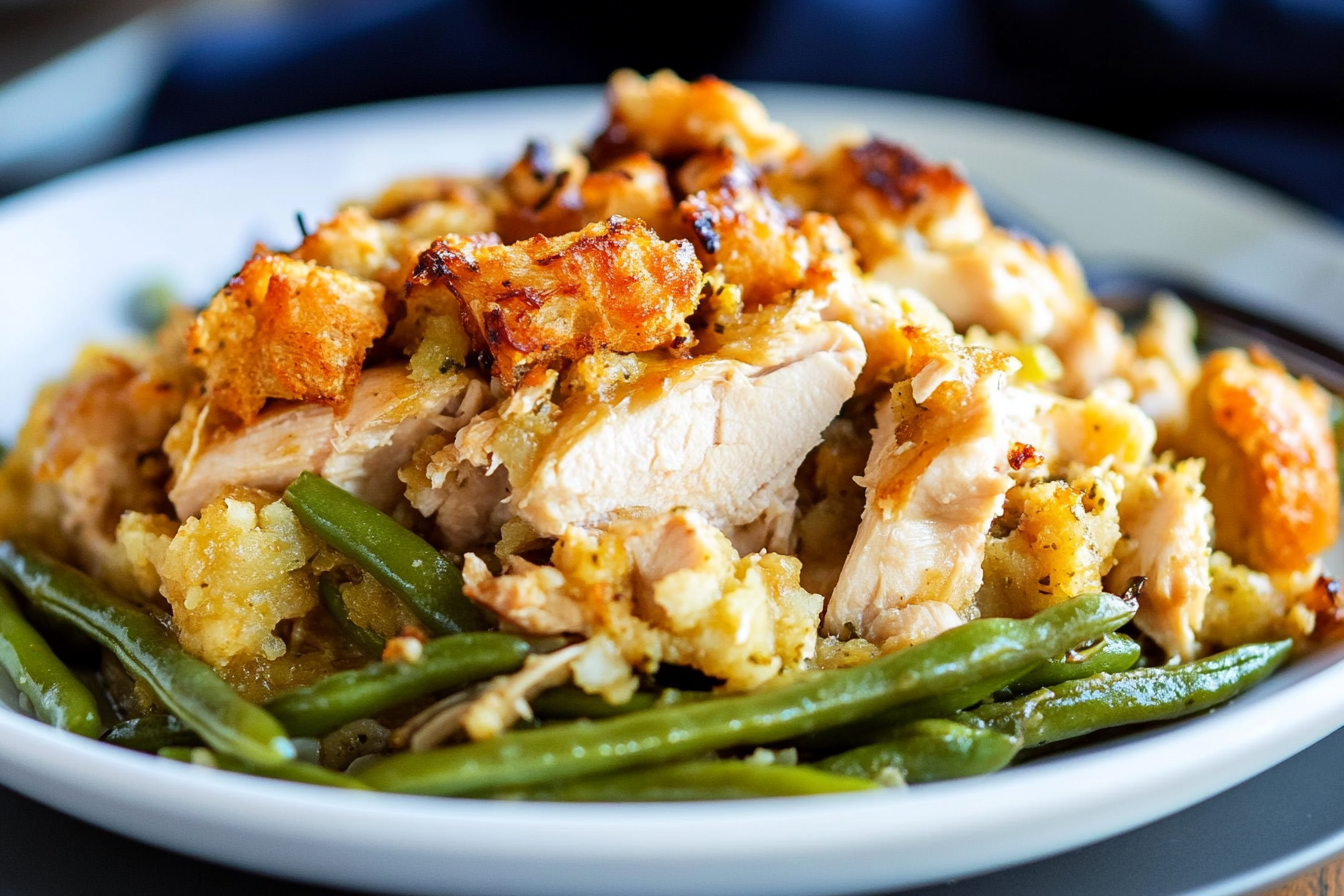 Crock Pot Chicken and Stuffing with Green Beans