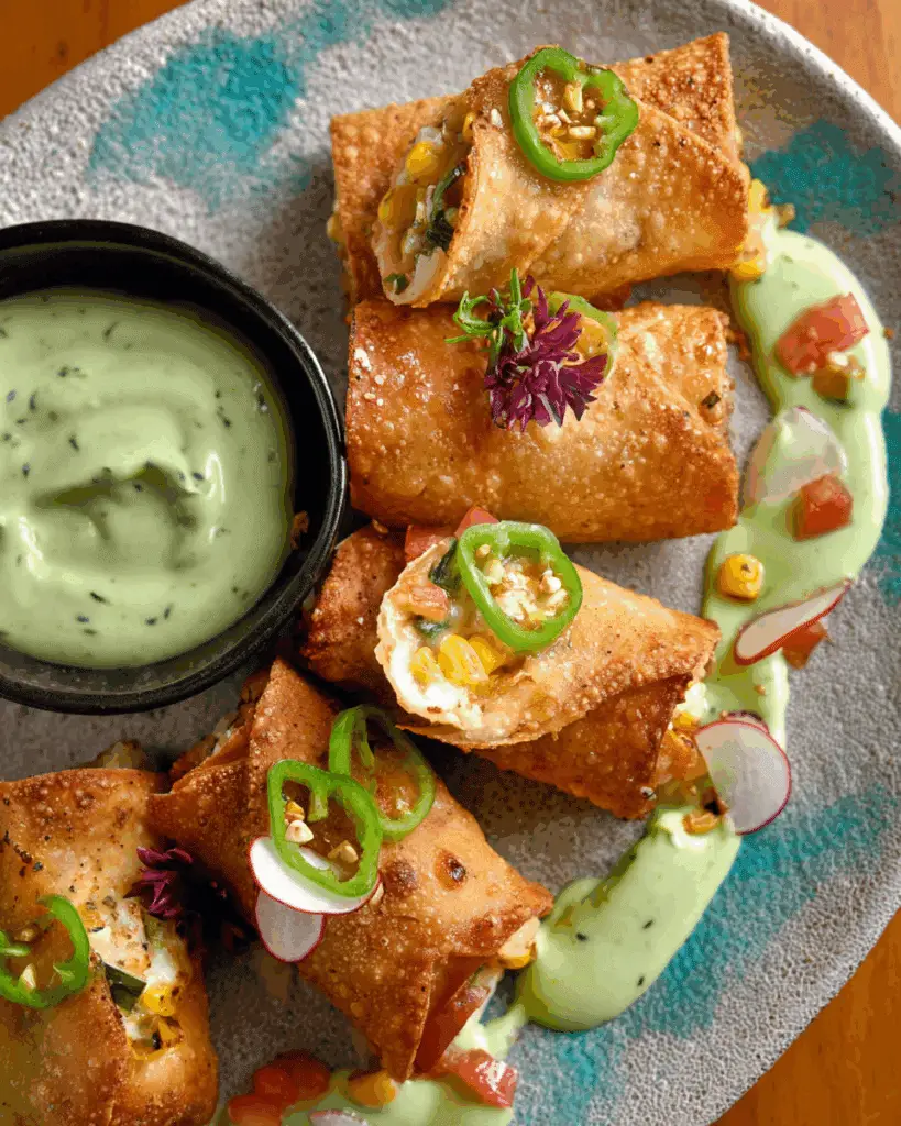 Dipping sauces for crispy elote egg rolls