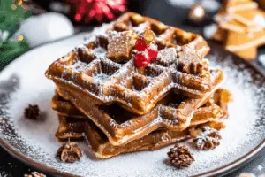 Easy Festive Gingerbread Waffles