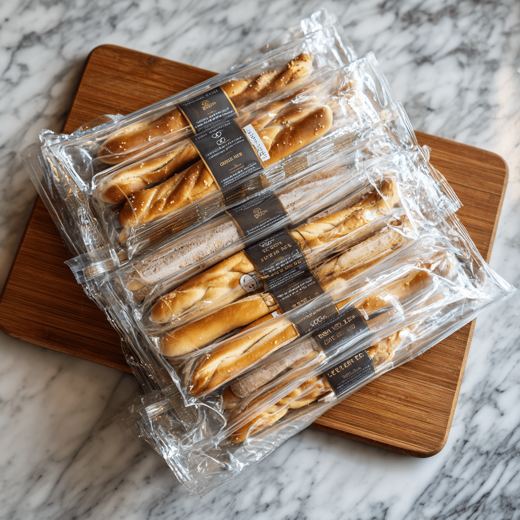 Leftover German soft pretzel sticks stored in freezer