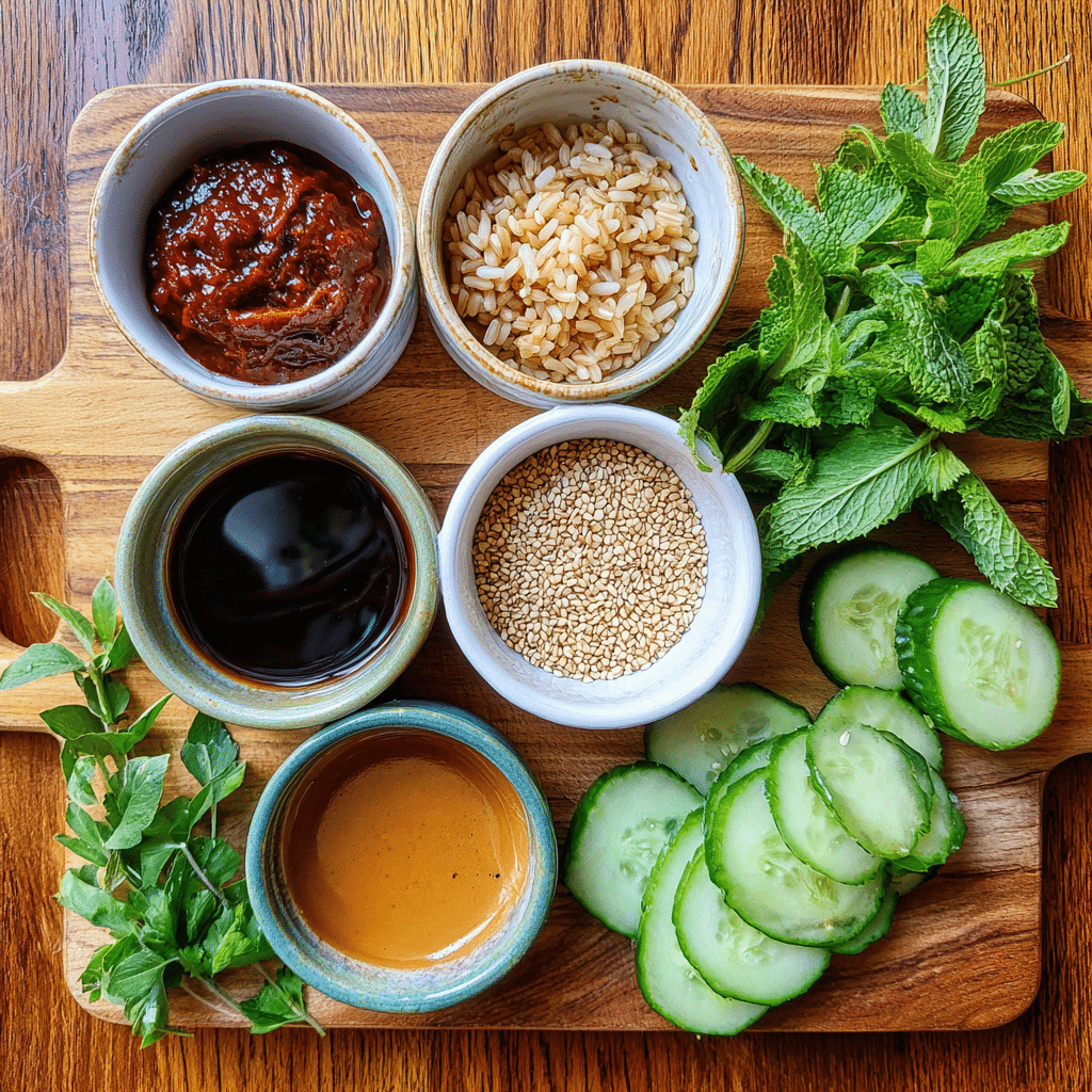 Ingredients for Crispy Gochujang Rice Salad