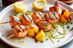Grilled Lemon Salmon Skewers
