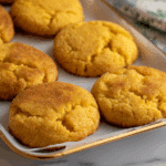 Honey butter cornbread cookies on wooden tray