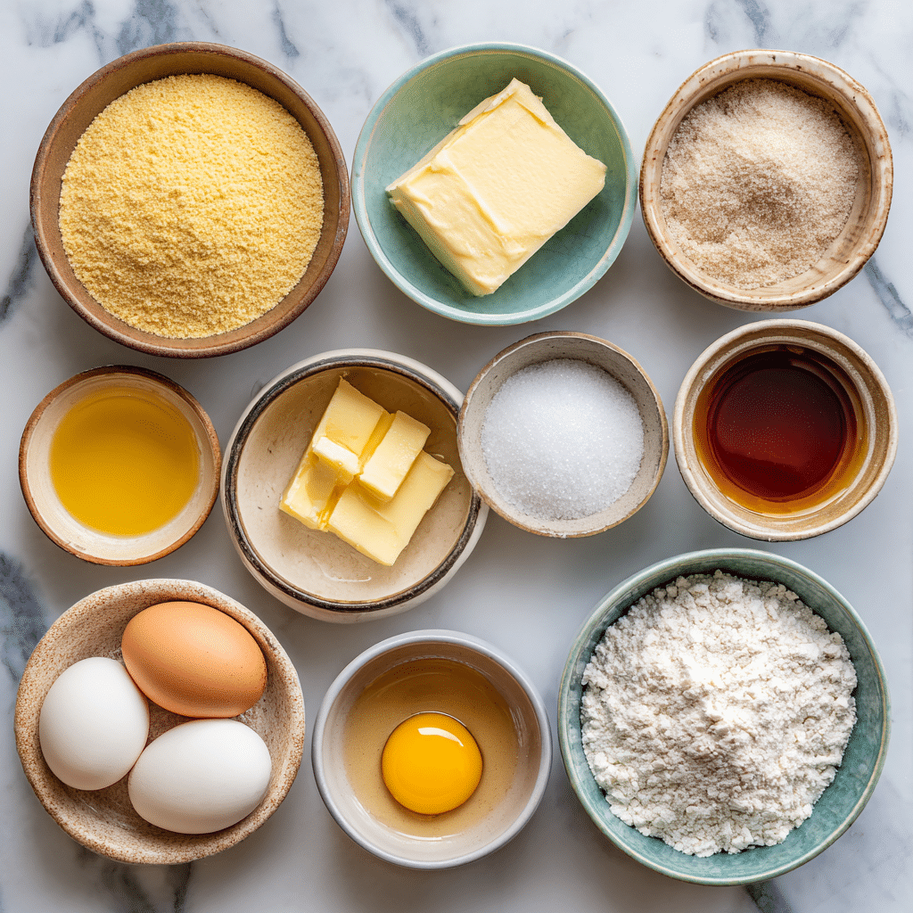 Ingredients for honey butter cornbread cookies