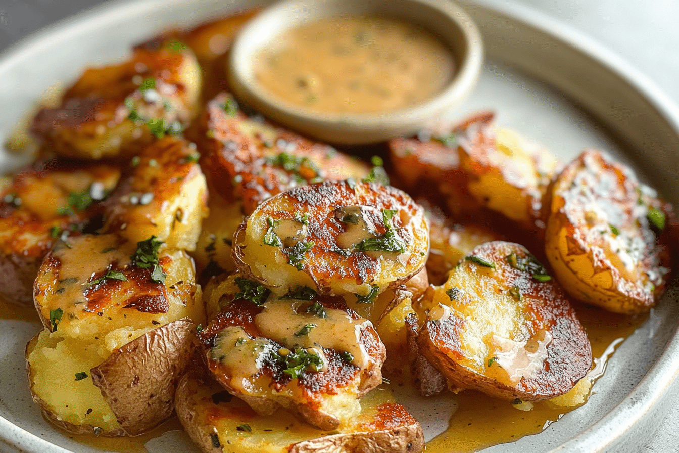 Honey Mustard Smashed Potatoes