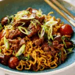 Honey Soy Crispy Beef and Noodles