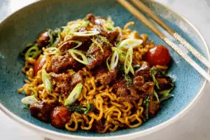 Honey Soy Crispy Beef and Noodles