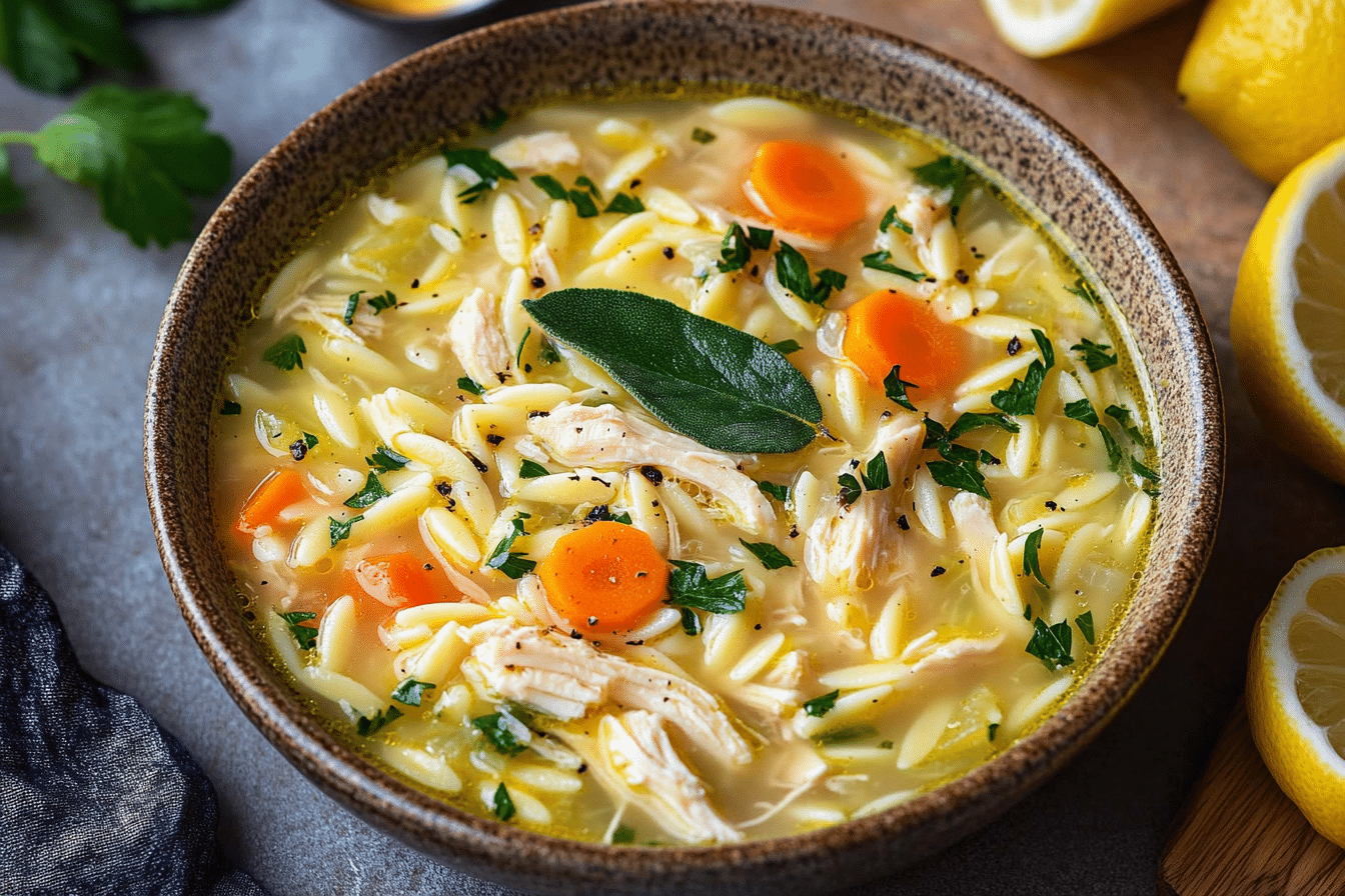 Lemon Chicken Orzo Soup
