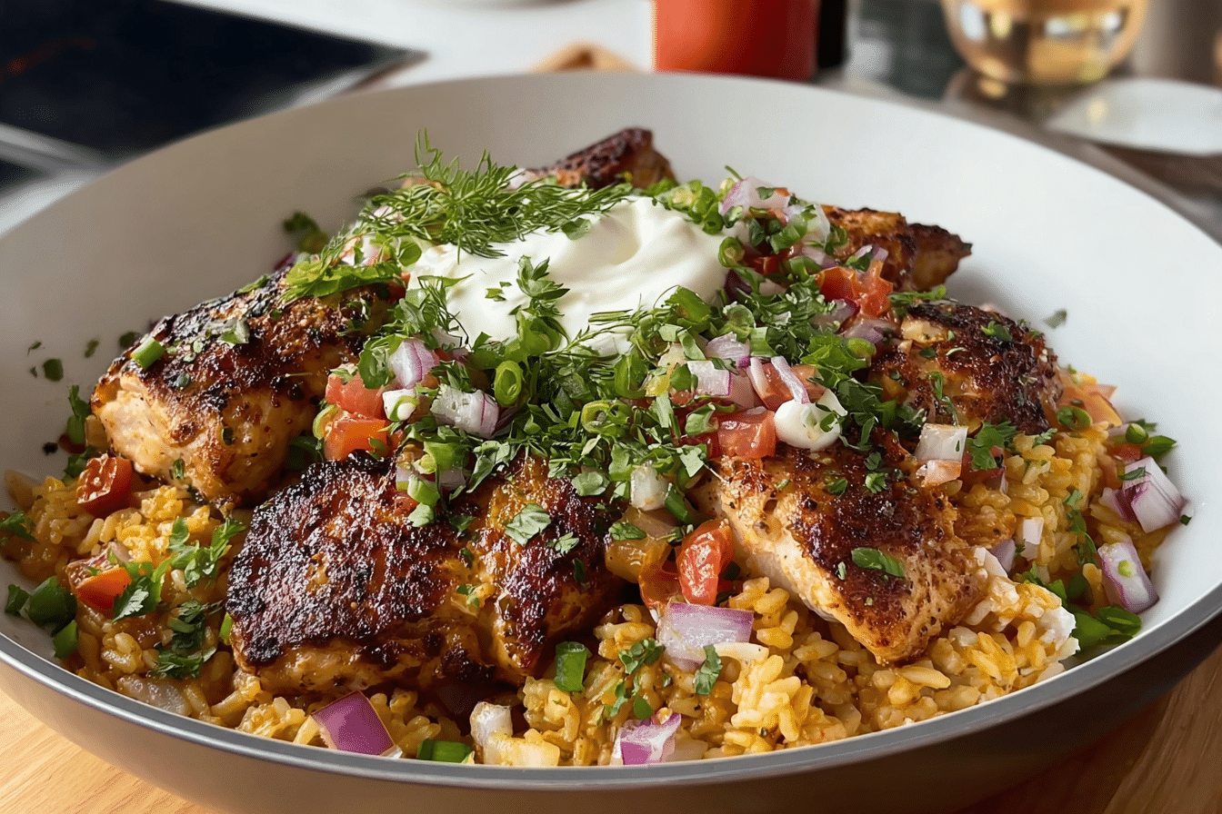 Mediterranean Chicken & Rice Skillet