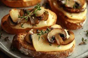 Mushroom and Gruyère Crostini