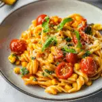 Pasta With Cherry Tomatoes, Roasted Red Peppers, And Corn