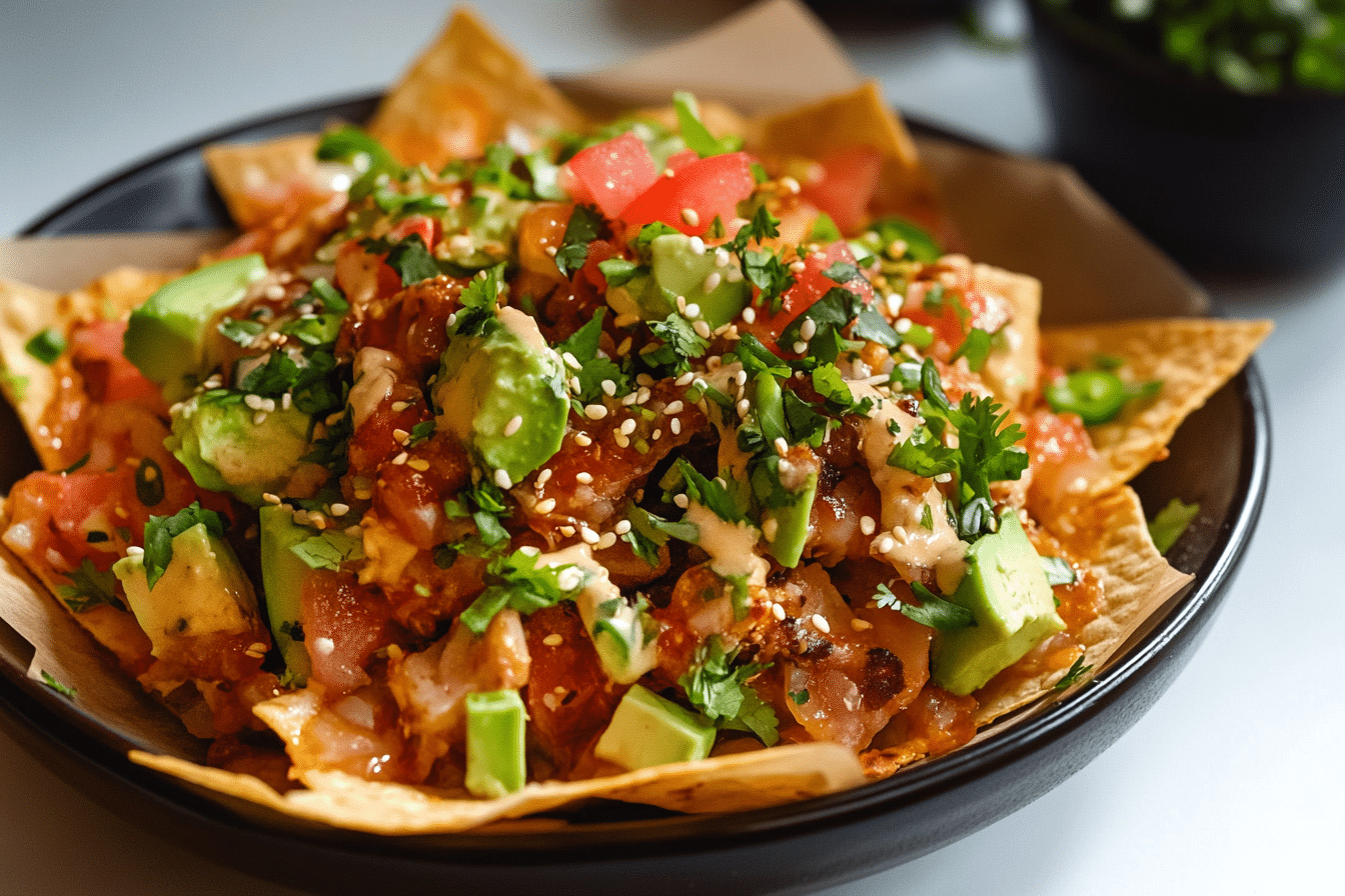 Poke Nachos with Spicy Tuna