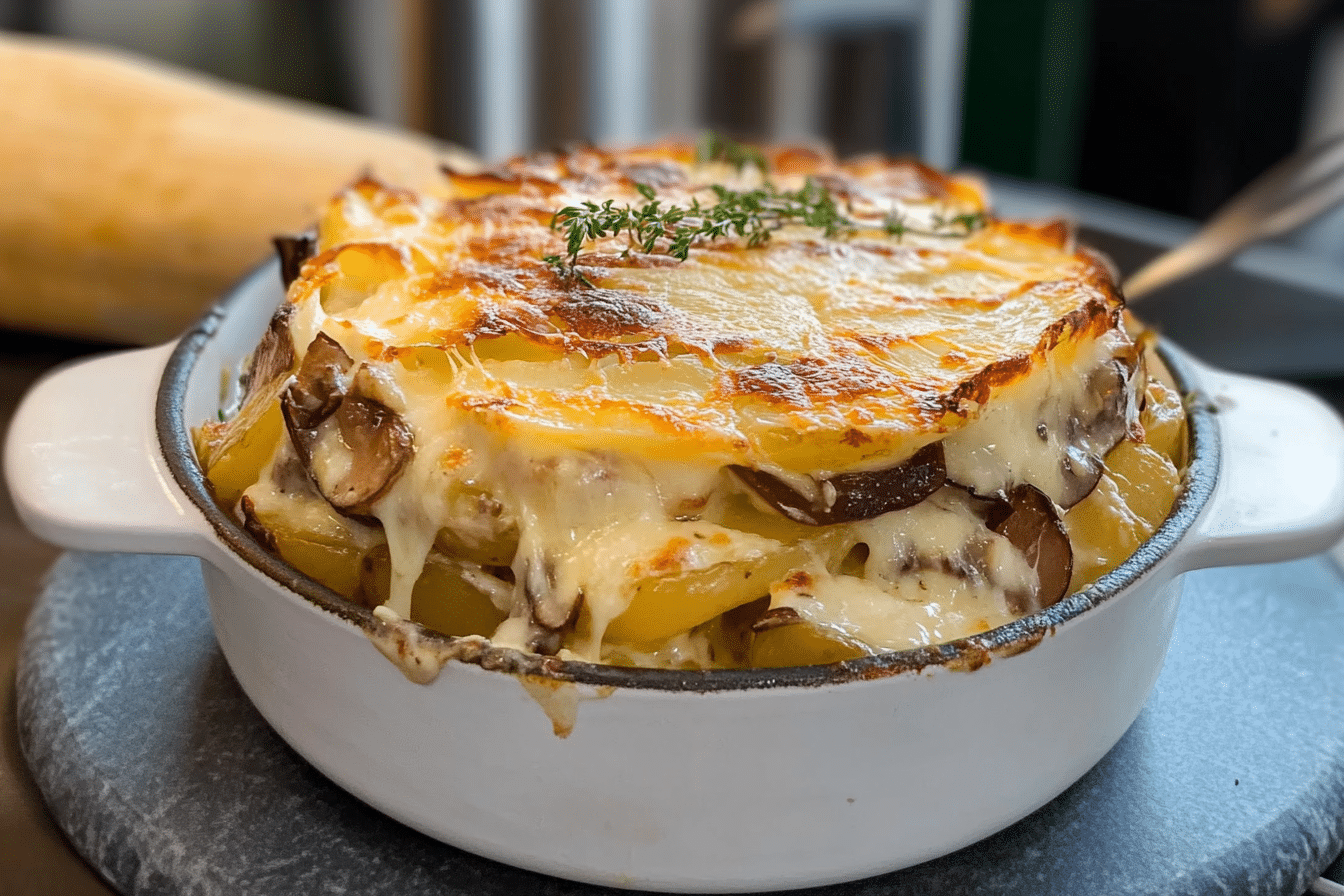 Potato and Mushroom Gratin with Gorgonzola