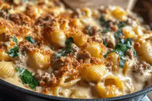 Rich And Comforting Creamy Beef Shells Casserole