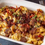 Sausage Mac and Cheese with Peppers and Onions