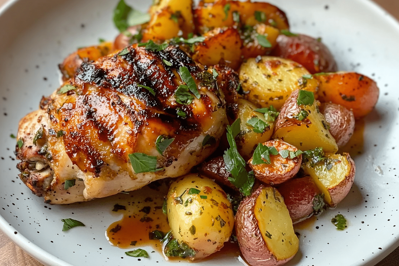 Savoury Herb Roasted Chicken and Crispy Potato Medley Recipe
