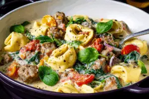 Slow Cooker Creamy Tortellini and Sausage Soup