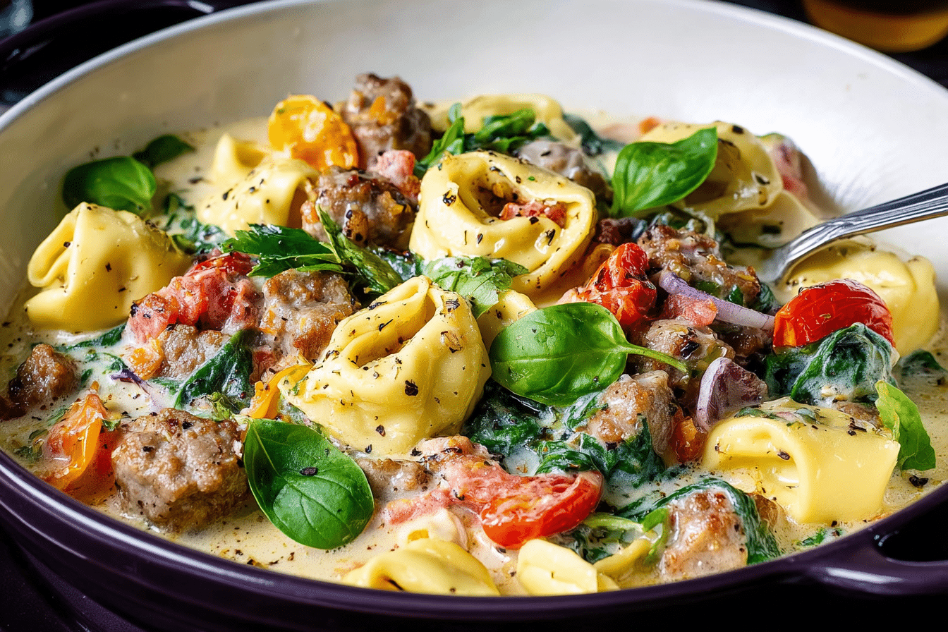 Slow Cooker Creamy Tortellini and Sausage Soup