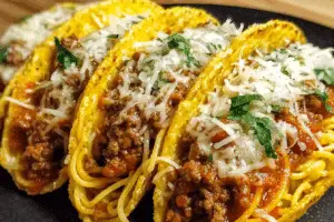 Spaghetti Tacos with Ground Beef