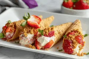 Strawberry Crunch Cheesecake Cones