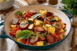 Summer Sausage Skillet with Andouille Sausage