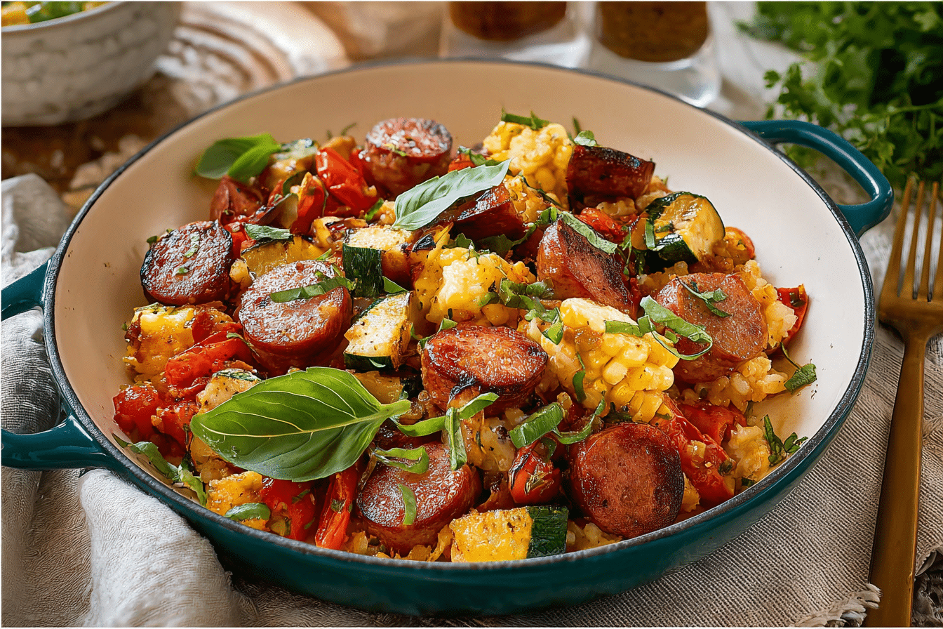 Summer Sausage Skillet with Andouille Sausage