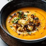 Sweet Potato Soup with Roasted Cauliflower Crumbles