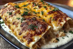 Chicken Enchiladas with Sour Cream White Sauce