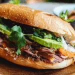 Vietnamese Pho Sandwich with Roast Beef, Hoisin, Sriracha + Herbs