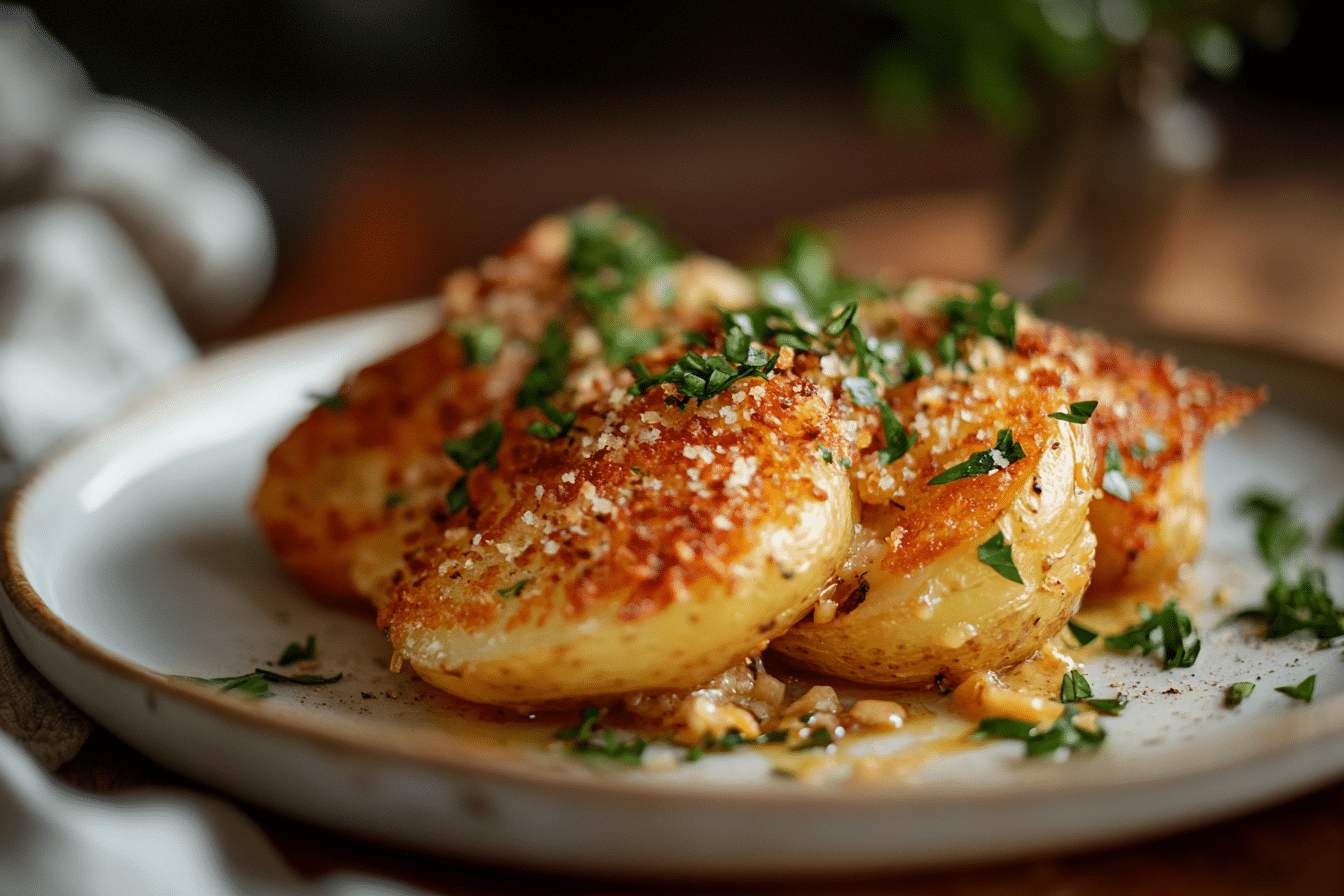 Viral Crispy Garlic Parmesan Crusted Potatoes