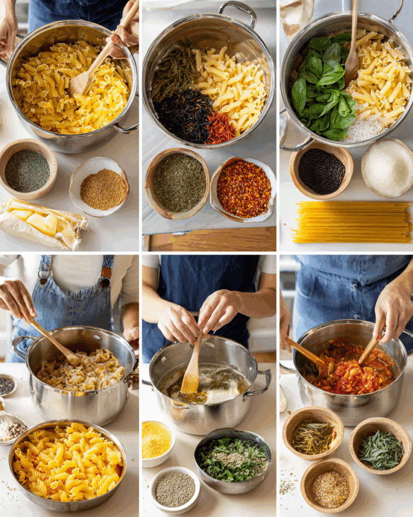 Stirring Gigi Hadid Pasta sauce in pan
