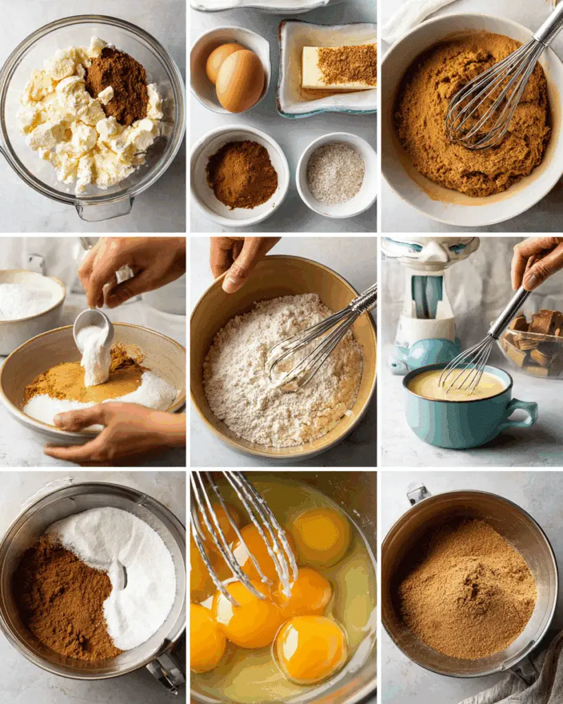 Folding peaches into spiced bread batter