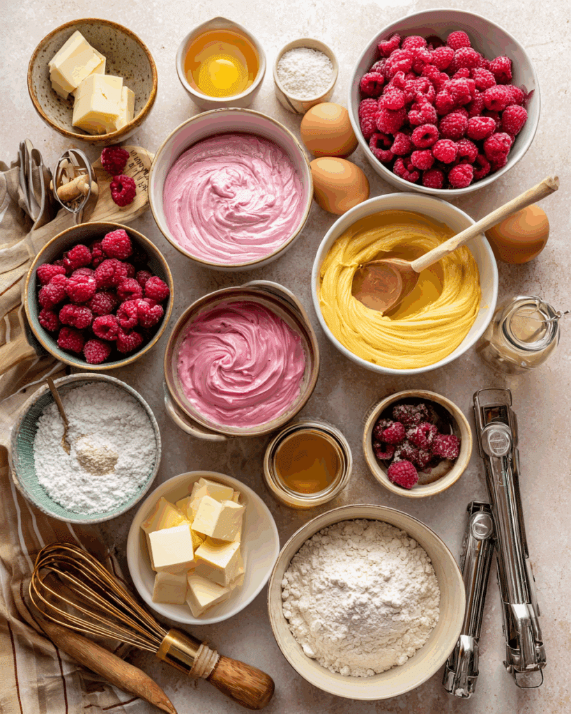 pouring raspberry curd on shortbread crust for meringue bars