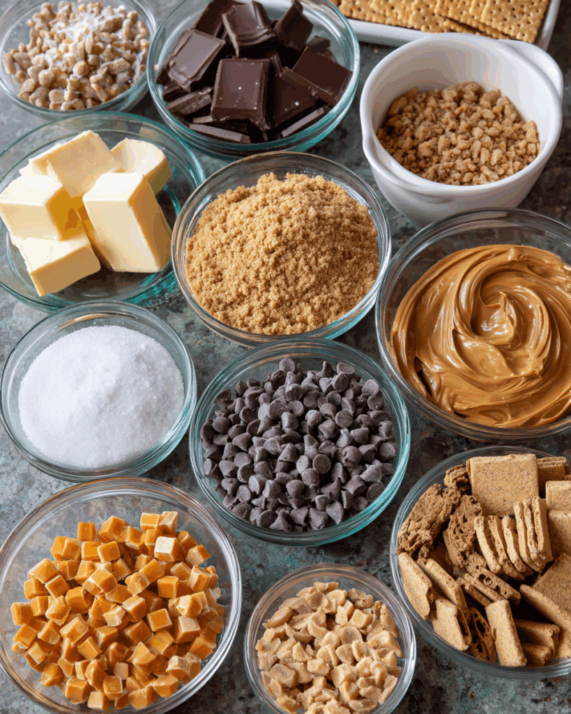 Ingredients for Salt River Bars arranged on a countertop