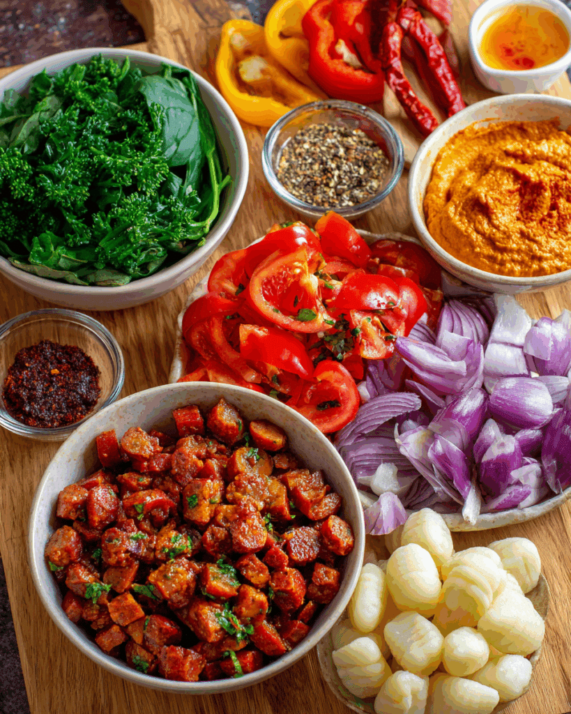 Ingredients for Gnocchi with Chorizo and Creamy Harissa Sauce
