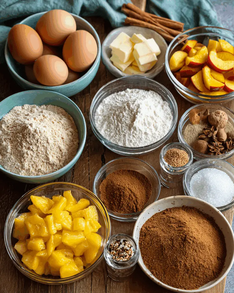Ingredients for Spiced Peach Bread recip