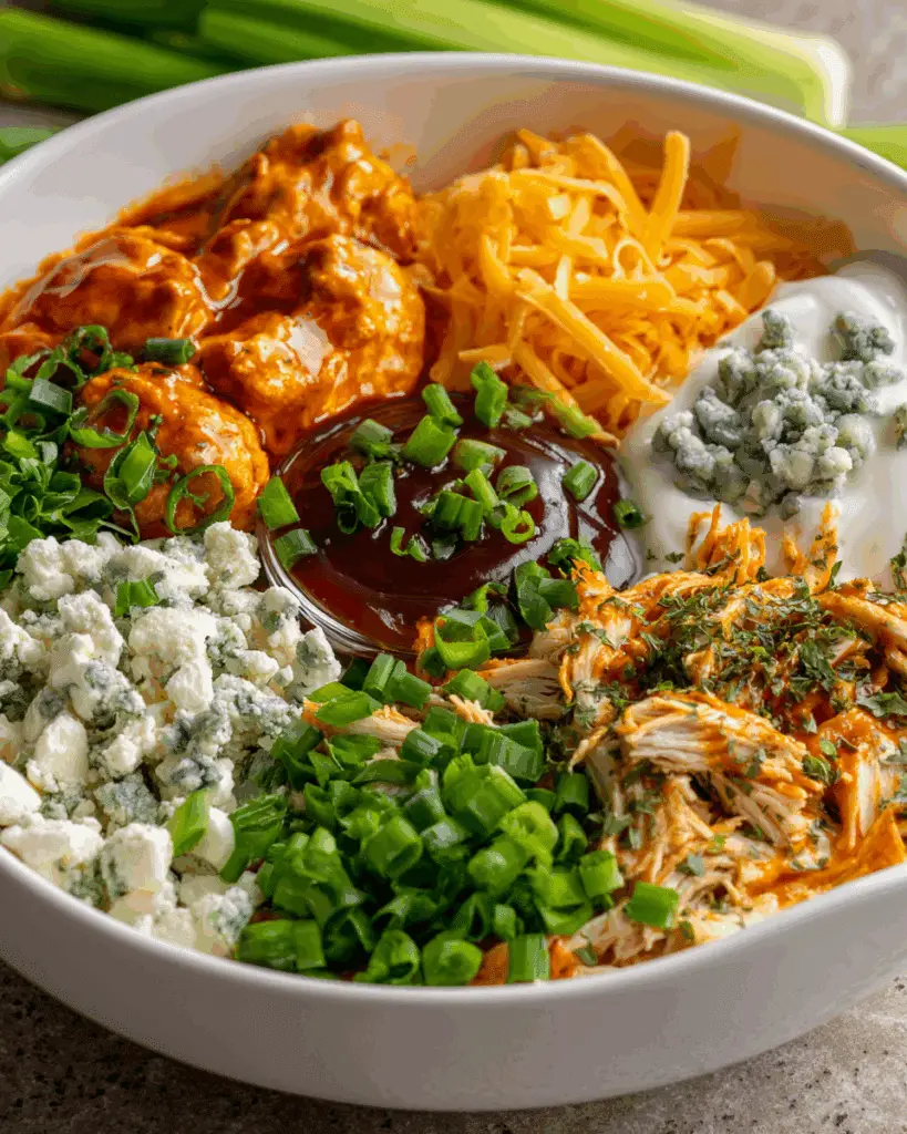 Chicken Wing Dip ingredients arranged on counter