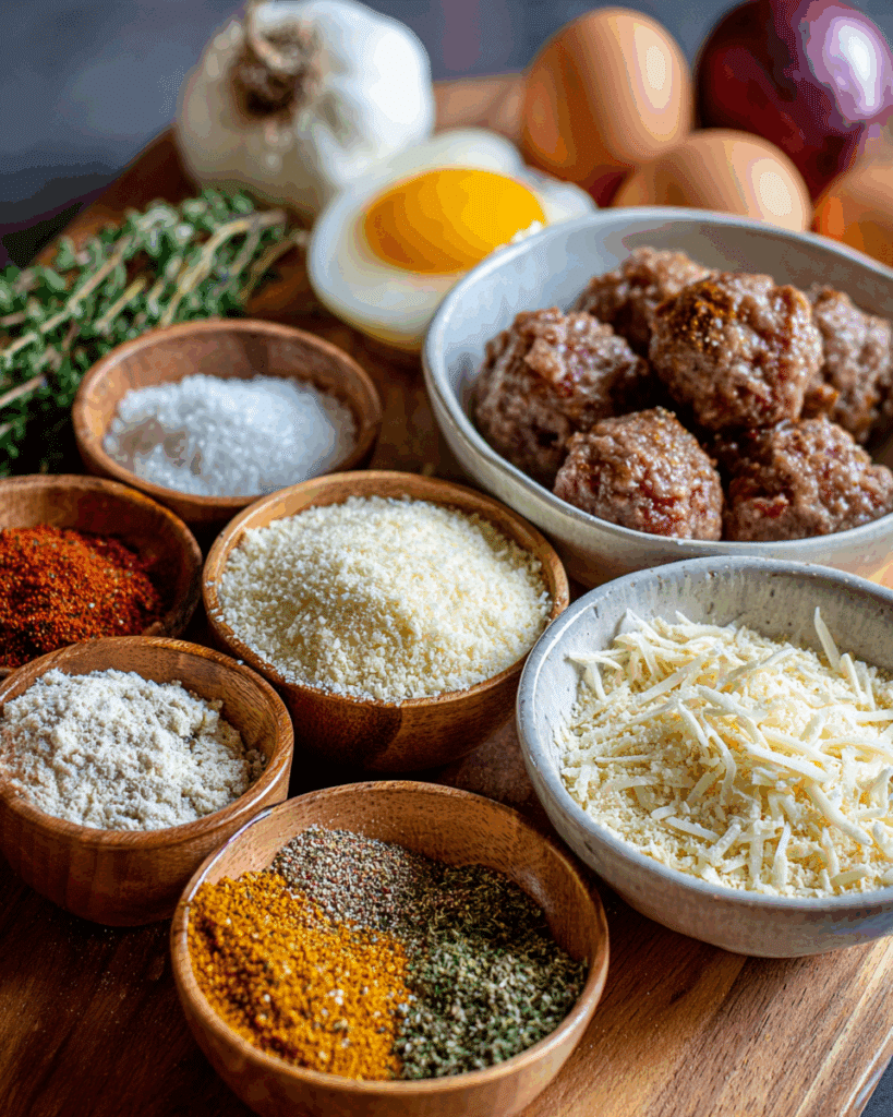 Keto meatball ingredients displayed