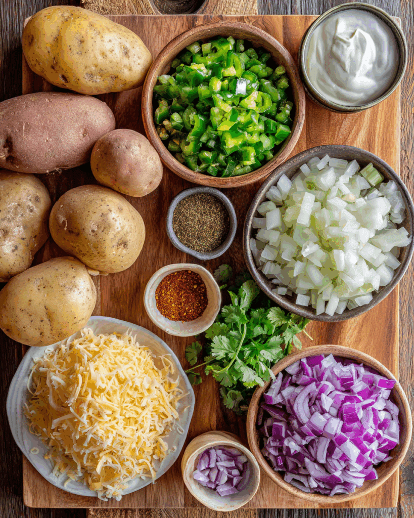 Ingredients for Potato Tacos with Green Chilies