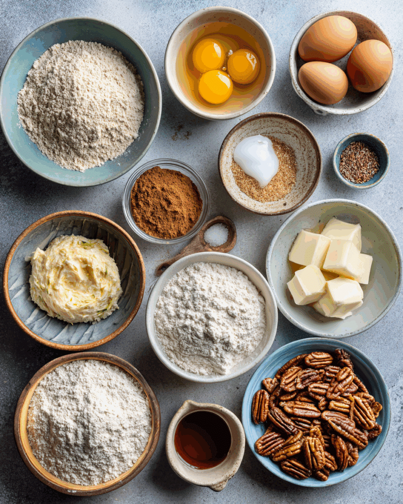 Ingredients for fluffy zucchini bread pancakes
