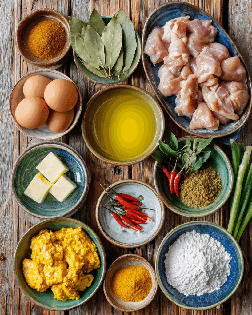Frying chicken for Creamy Crispy Singapore Butter Chicken recipe