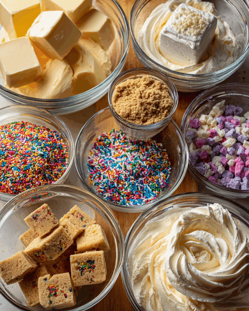 Sugar cookie cheesecake ingredients laid out