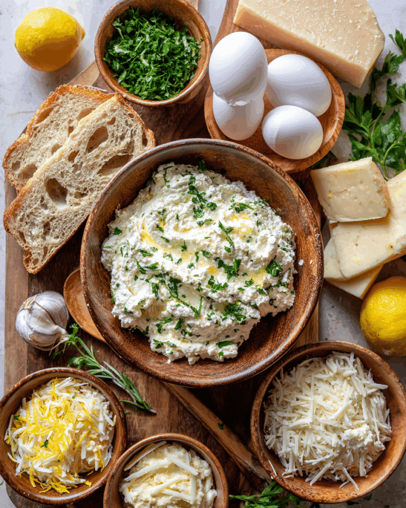 Ricotta cheese mixture in a bowl