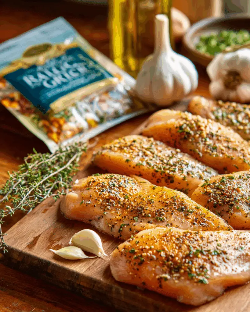 Ingredients for Ranch Chicken and Gravy with herbs