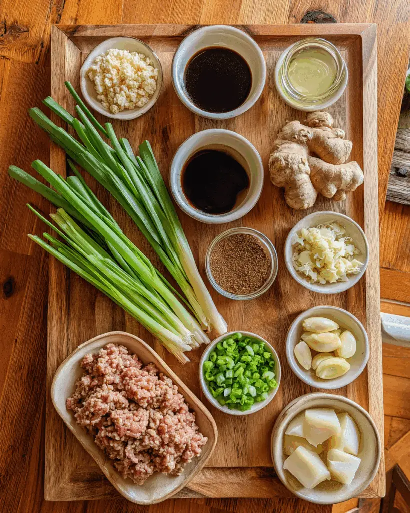 Ingredients for dumpling taco