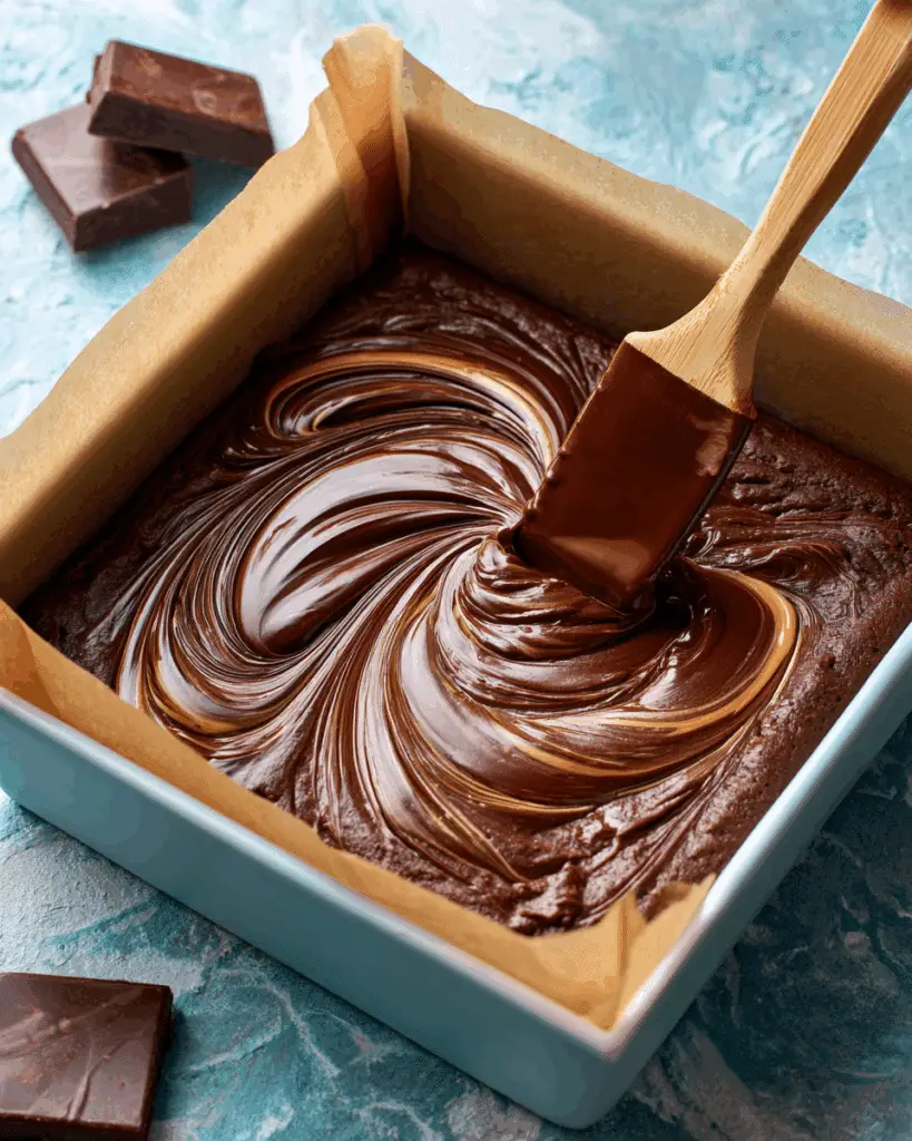 Swirling condensed milk into brownie batter