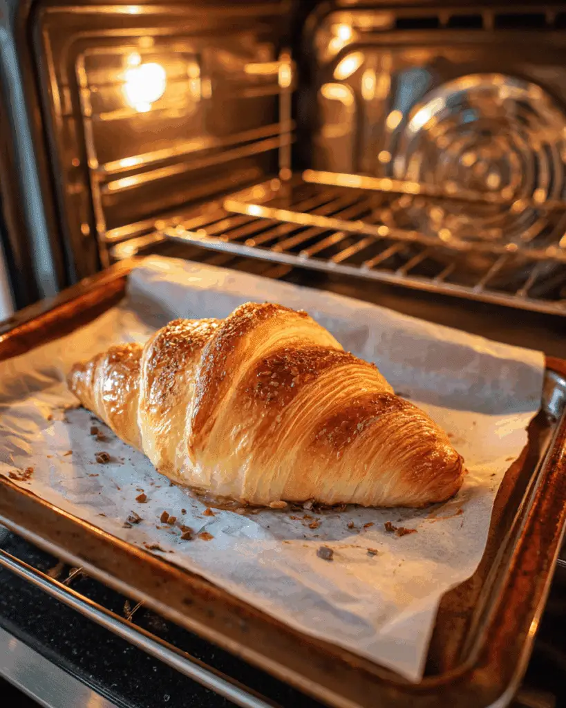 Chocolate Croissant Bake baking in oven