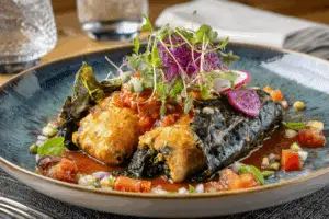Crispy Chile Rellenos fresh out of the fryer